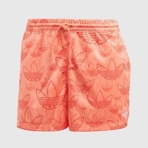 Adidas Originals Coral Orange Logo Drawstring Womens Shorts Size Large